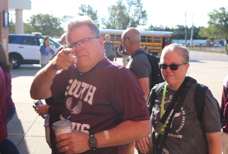 Dave and Allison at back to school assembly