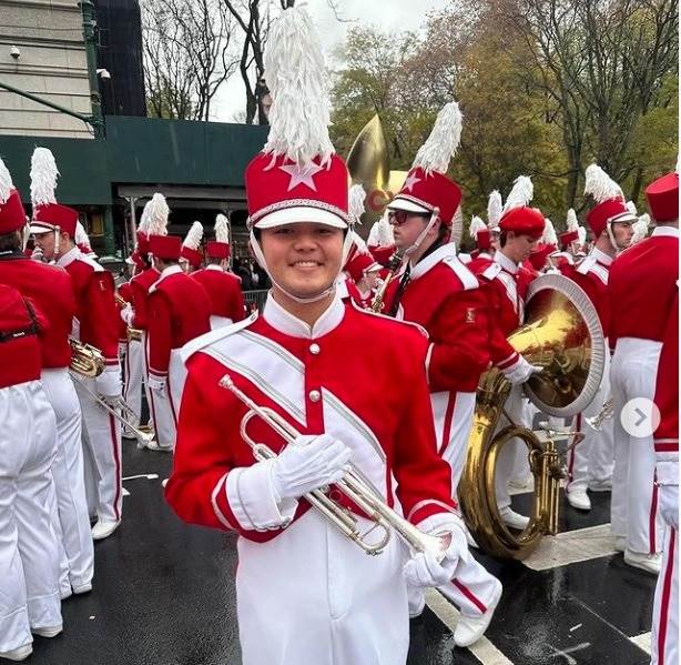 High School North trumpet in NYC for parade